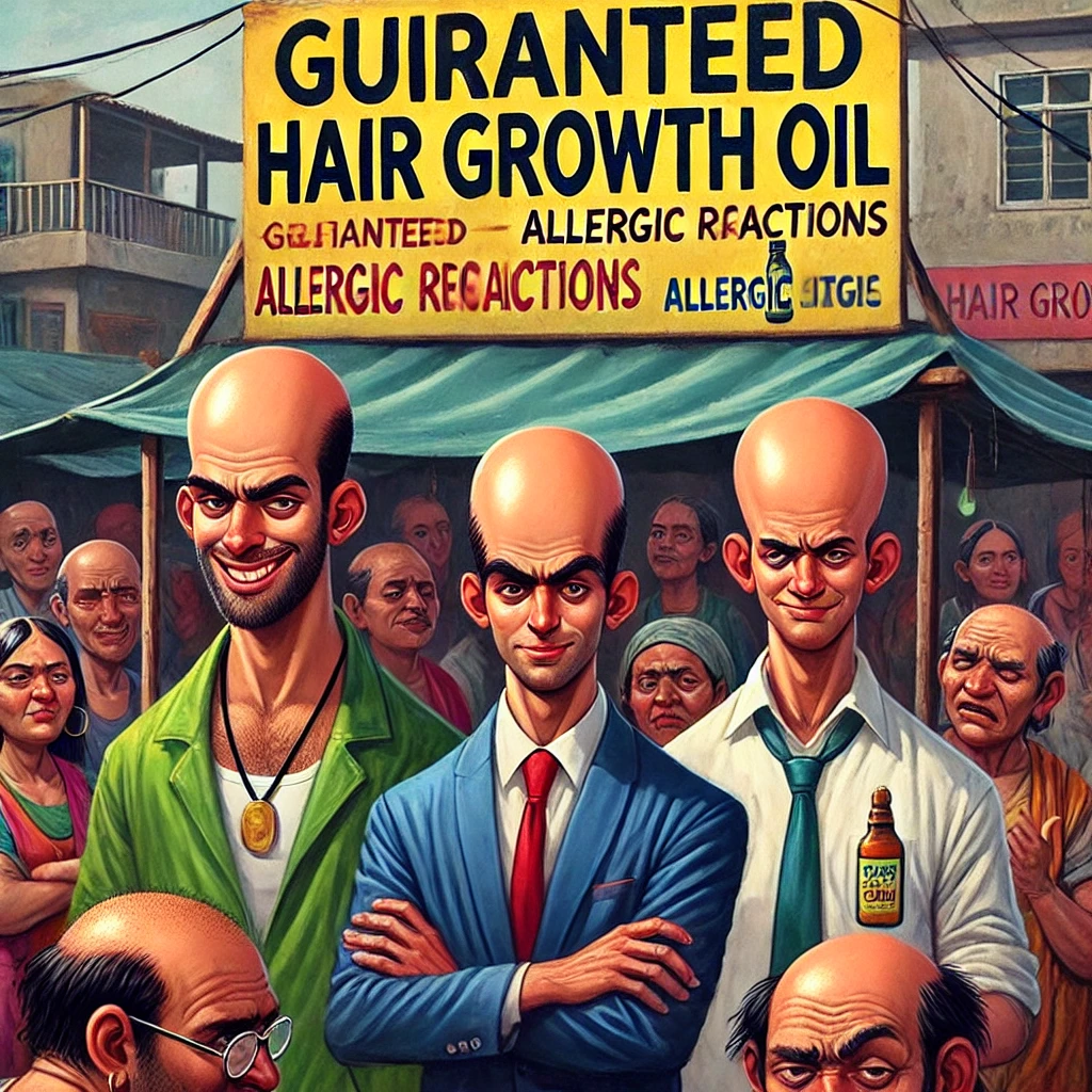 तेल लगाकर बाल उगाने का दावा करने वाले सलमान, इमरान और समीर खुद ही गंजे निकले।