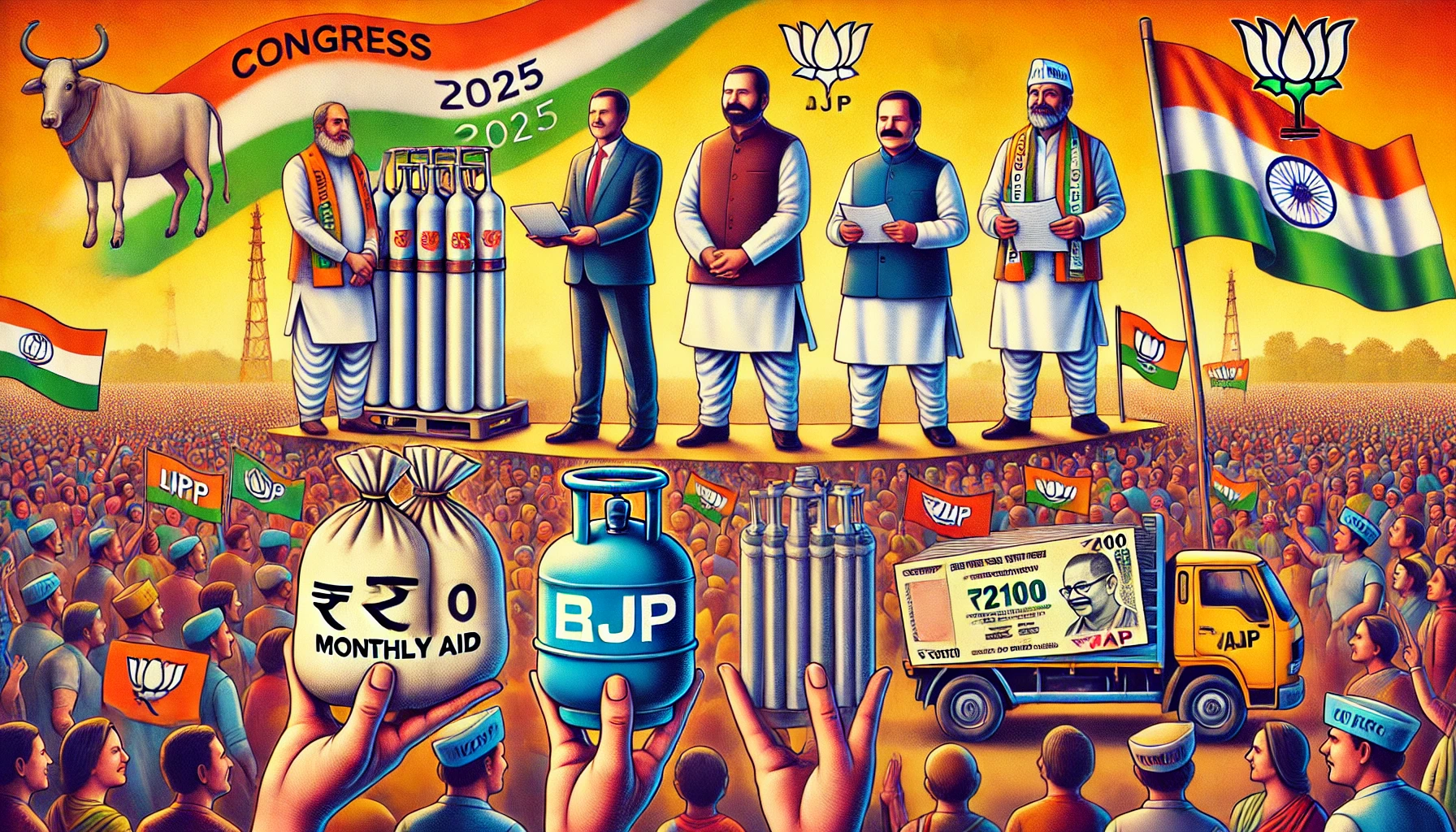 दिल्ली चुनाव 2025 फ्री की गारंटी में जुटे दल किसने क्या वादा किया?