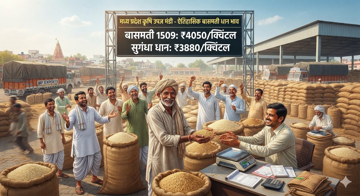 खाड़ी देशों से मिले बंपर ऑर्डर्स: मध्य प्रदेश की मंडियों में बासमती धान की कीमतों में ऐतिहासिक उछाल, किसानों की चांदी